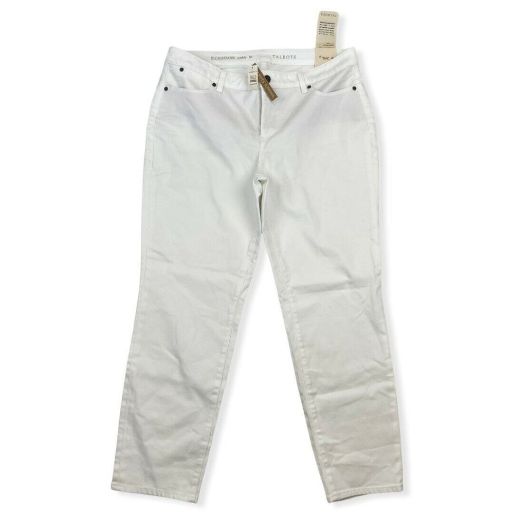 NWT Talbots Sz 16 Signature Ankle White Denim Jeans Stretch Slimming Stretch $80